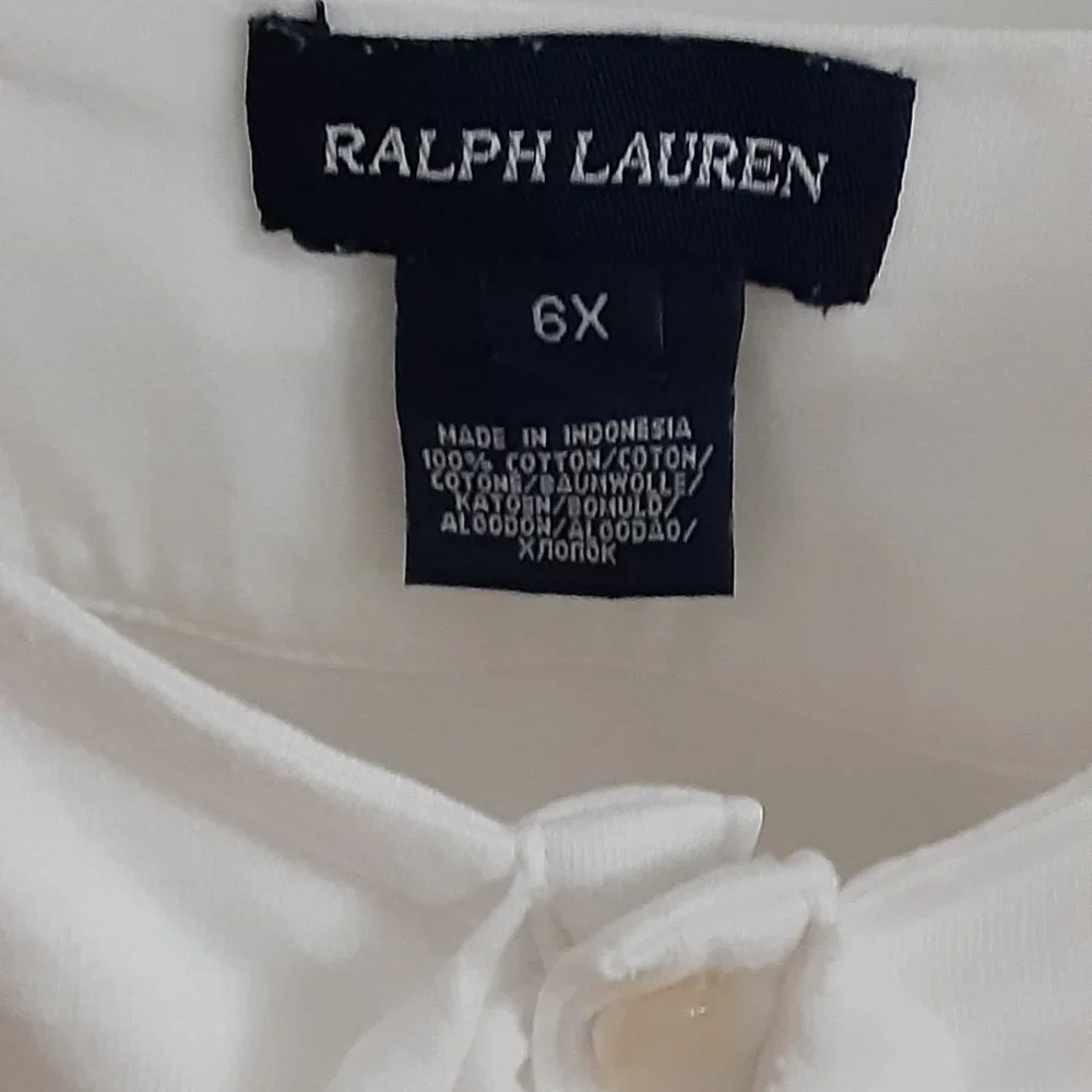 Ralph Lauren girls white cotton ruffle front camisole size 6x